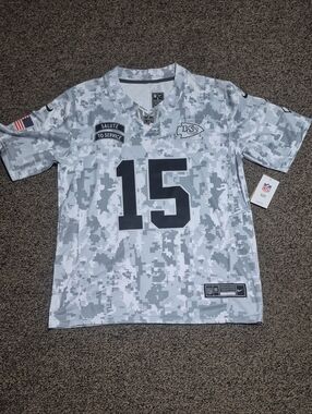 Nike CamoWhite/Gray/Black Kansas City Chiefs Mahomes#15 Salute to Service Jersey